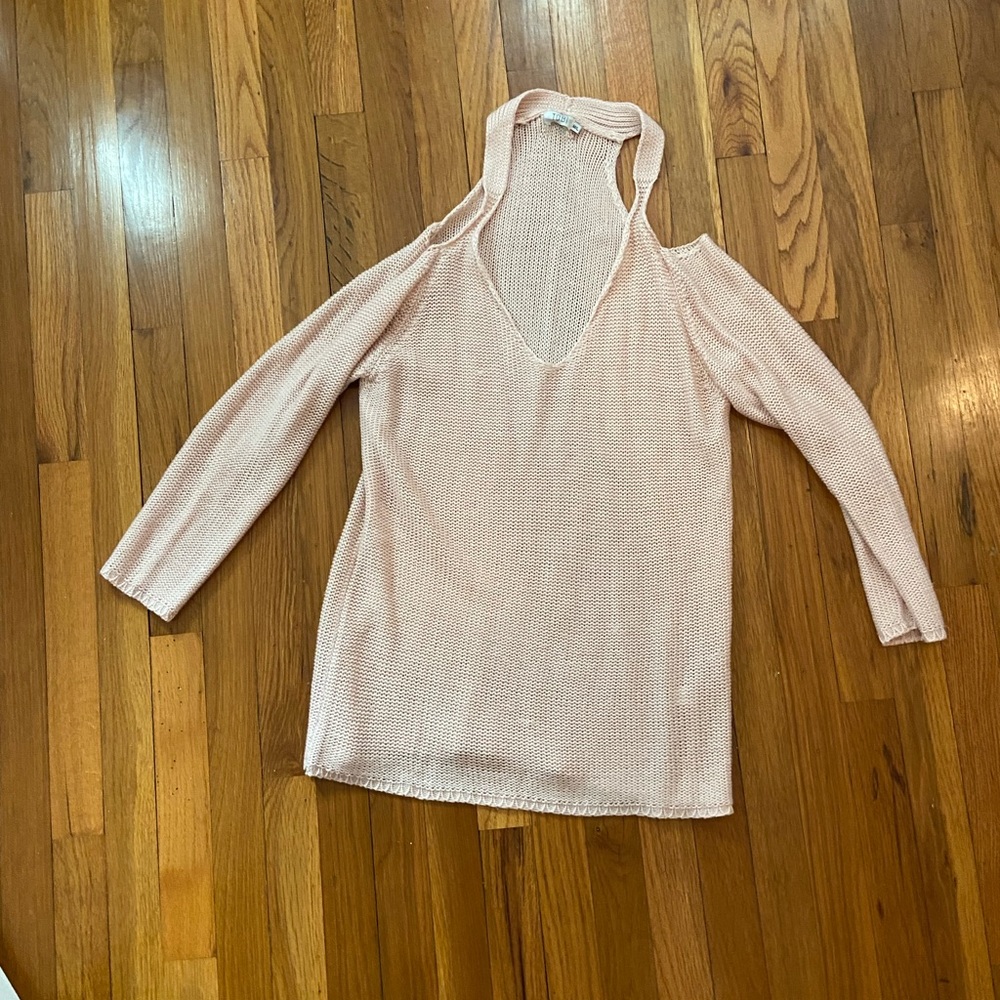Tobi Pink Cold Shoulder Sweater, M/L